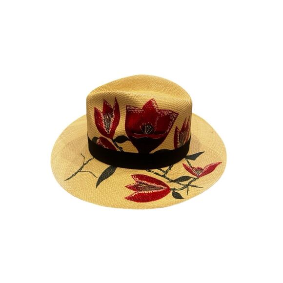 Hannia Char Cala Flower Hat – Bold Red Calla Lily Toquilla Straw Panama main image 5